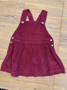 Monica and Andy Corduroy Pinafore Dress in Burgundy